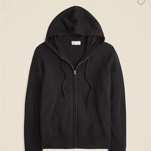 J. Crew: Cashmere Black Hooded Zip-Up